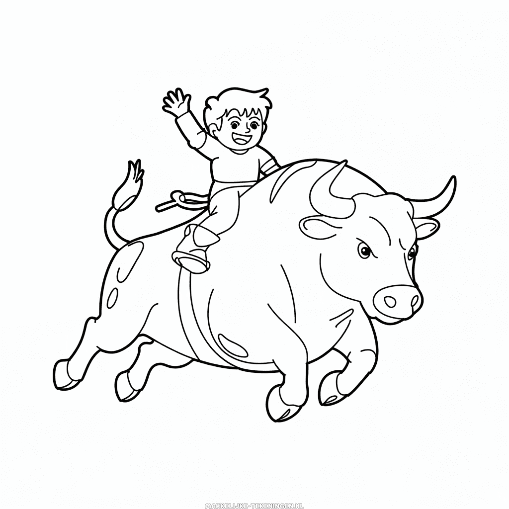 Tekening Stieren rijden