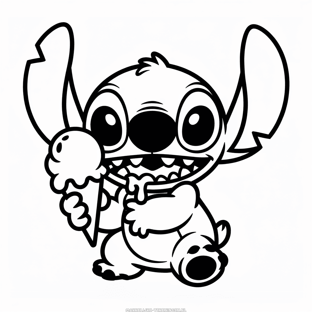 Tekening Stitch met Ijsje