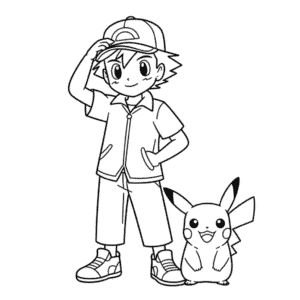 Tekening Ash en Pikachu