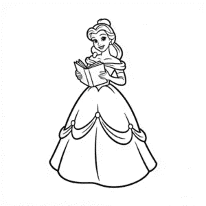 Tekening Disney Prinses leest een Boek