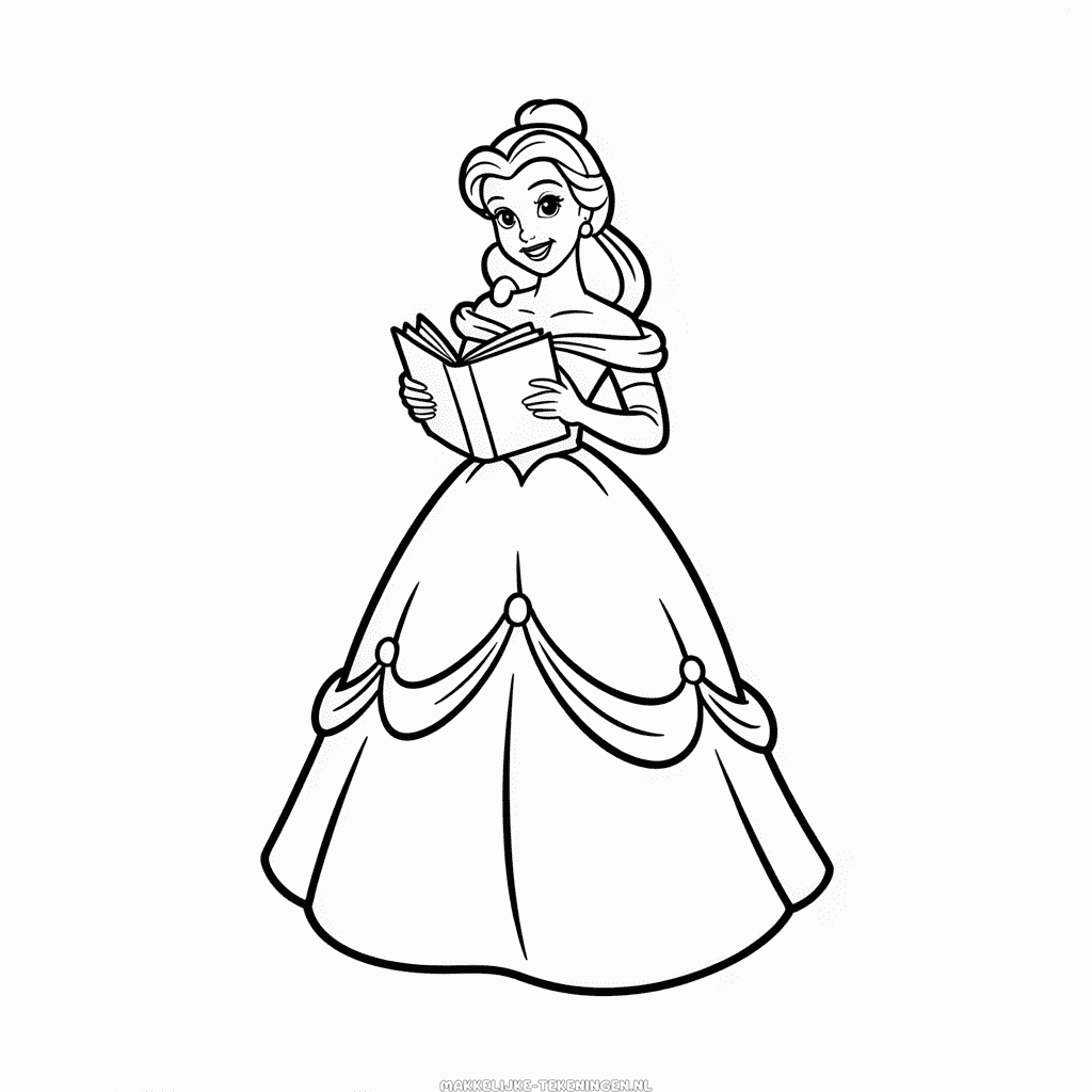Tekening Disney Prinses leest een Boek