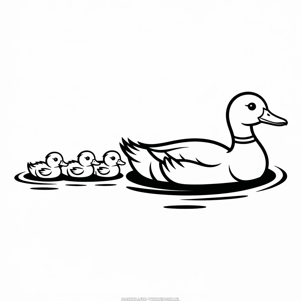 Tekening Eend en Eendenkuikens