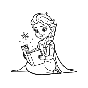 Tekening Elsa die een Boek Leest