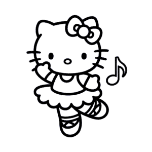 Tekening Hello Kitty Ballerina