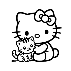 Tekening Hello Kitty en Cat