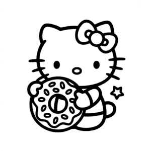Tekening Hello Kitty en Donut