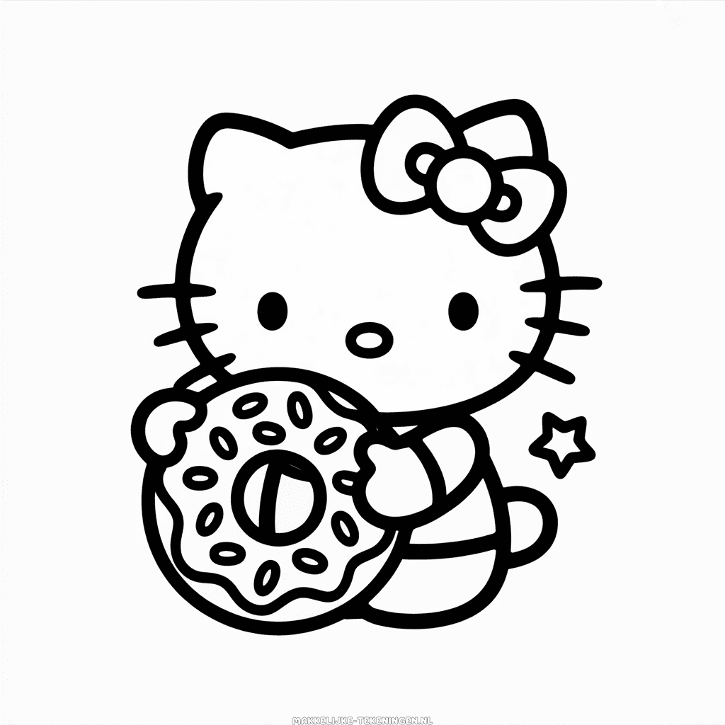 Tekening Hello Kitty en Donut
