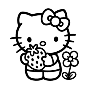Tekening Hello Kitty en Strawberry