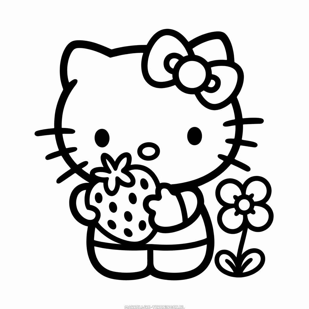 Tekening Hello Kitty en Strawberry