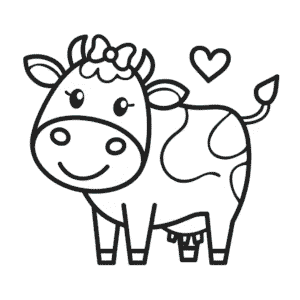 Tekening Koe met strik