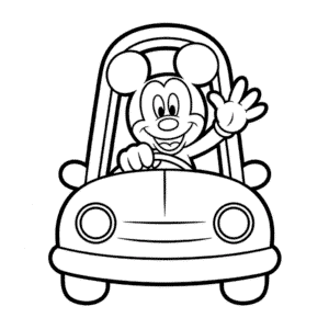 Tekening Mickey in Auto