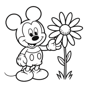 Tekening Mickey Mouse en Bloem