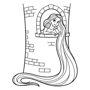 Tekening Rapunzel in Toren