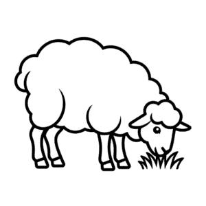 Tekening Schaap Eet Gras