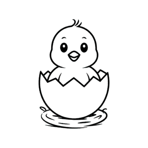 Tekening Schattig Kuiken in ei