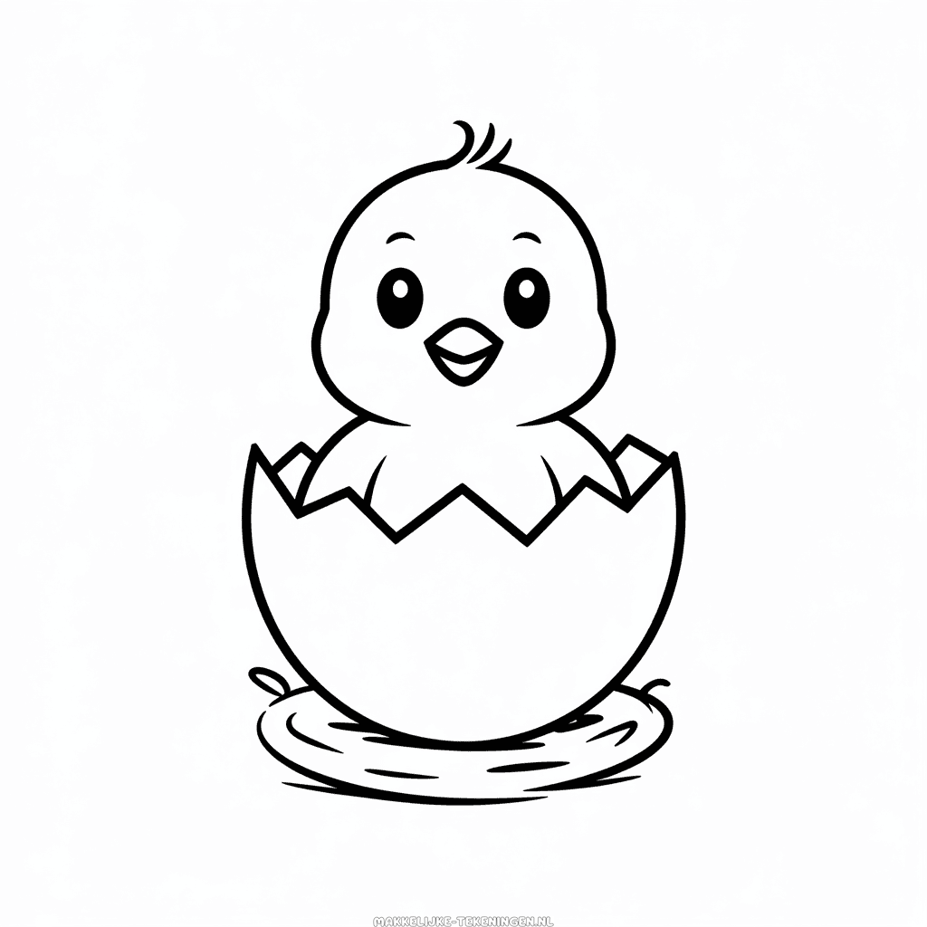 Tekening Schattig Kuiken in ei