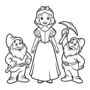 Tekening Sneeuwwitje en de Dwergen