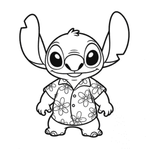 Tekening Stitch in Hawaiiaans Shirt