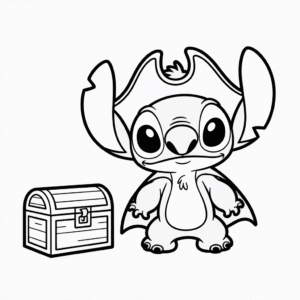 Tekening Stitch in Piratenkostuum