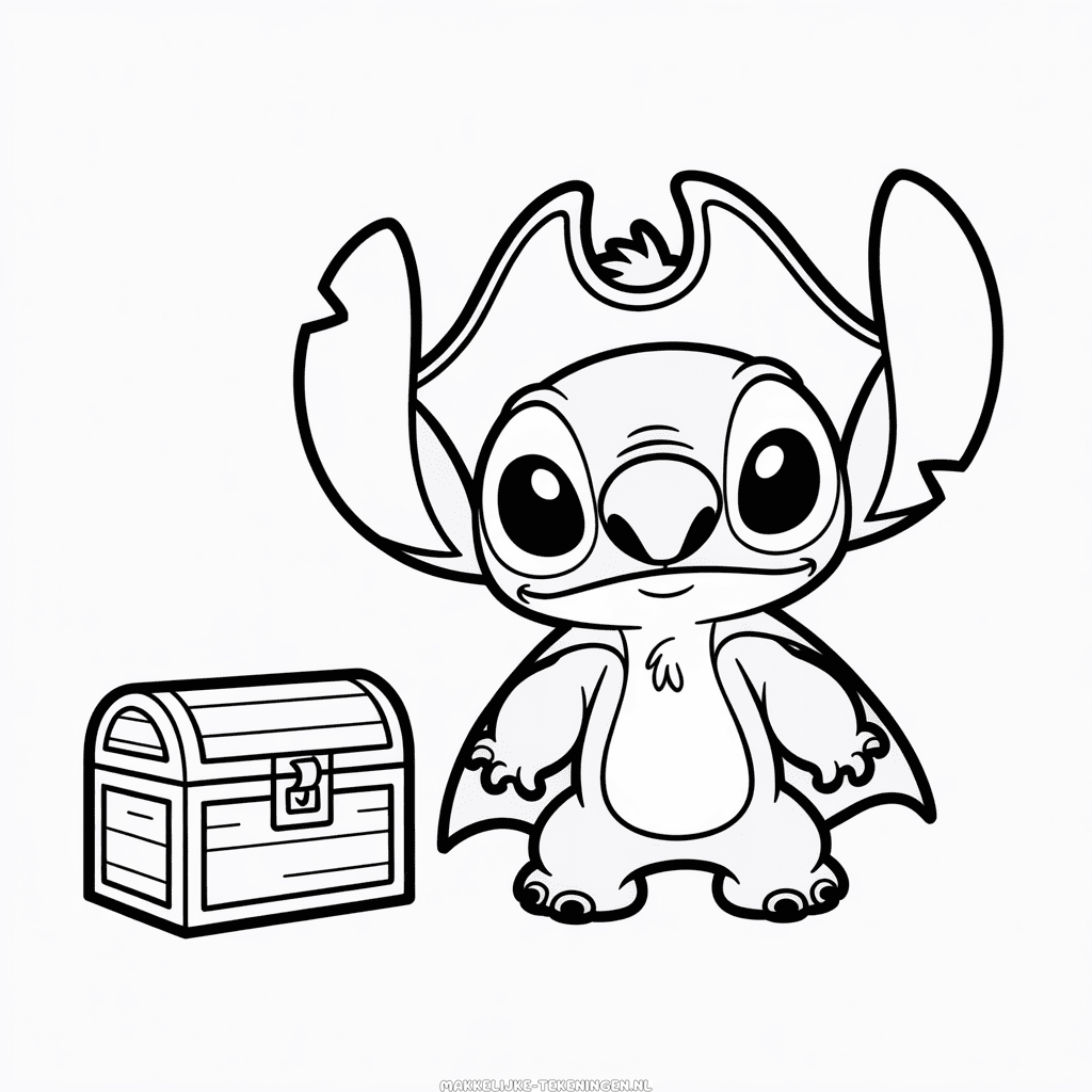 Tekening Stitch in Piratenkostuum