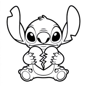 Tekening Stitch met Gebroken Hart