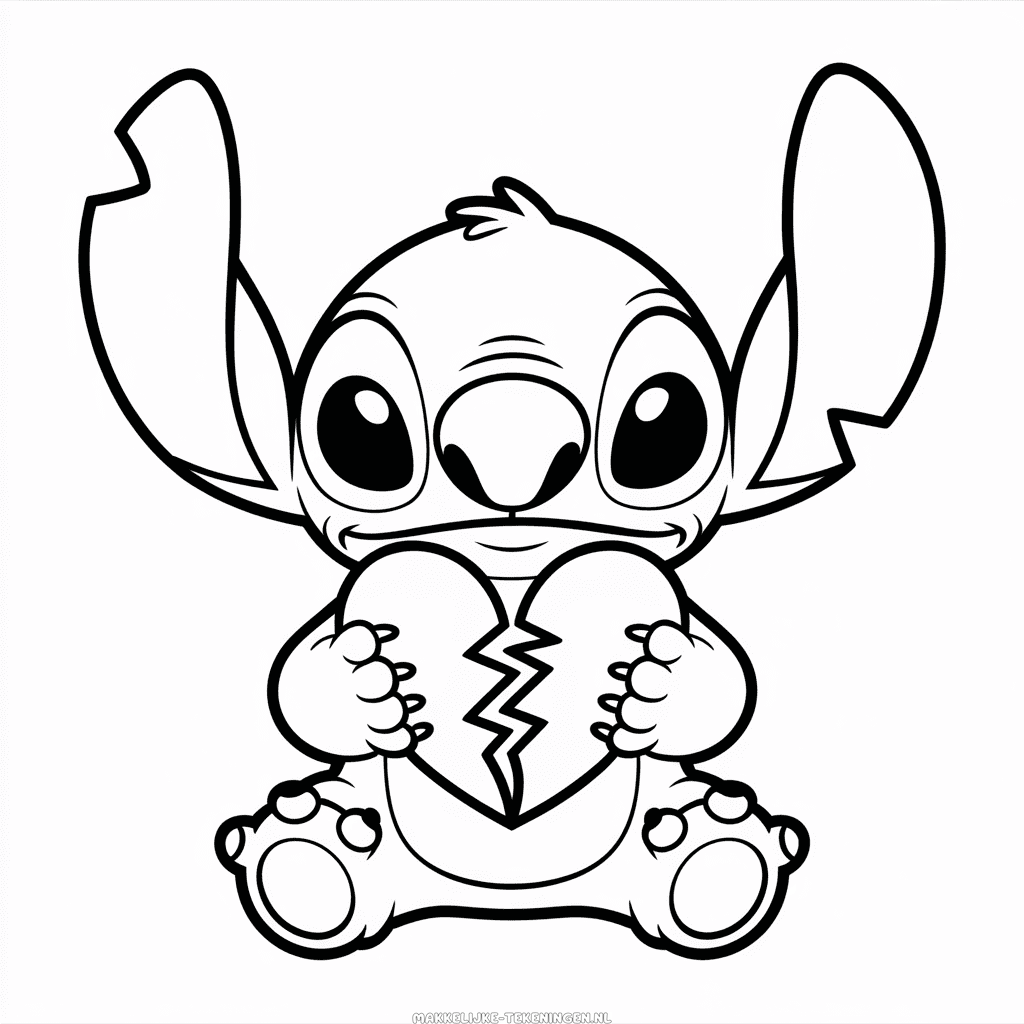 Tekening Stitch met Gebroken Hart