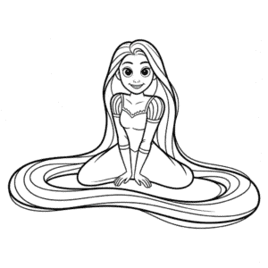 Tekening Zwart en Wit Rapunzel
