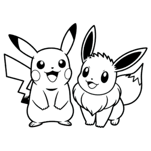 Tekening Eevee en Pikachu