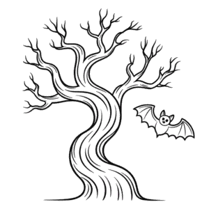 Tekening Griezelige Boom Halloween
