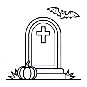 Tekening Halloween Begraafplaats