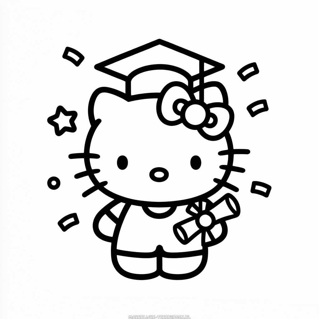 Tekening Hello Kitty Afstuderen
