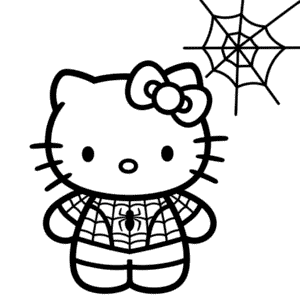 Tekening Hello Kitty in Spider-man Kostuum