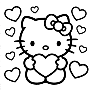 Tekening Hello Kitty Liefde