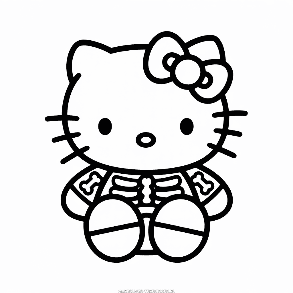 Tekening Hello Kitty Skelet