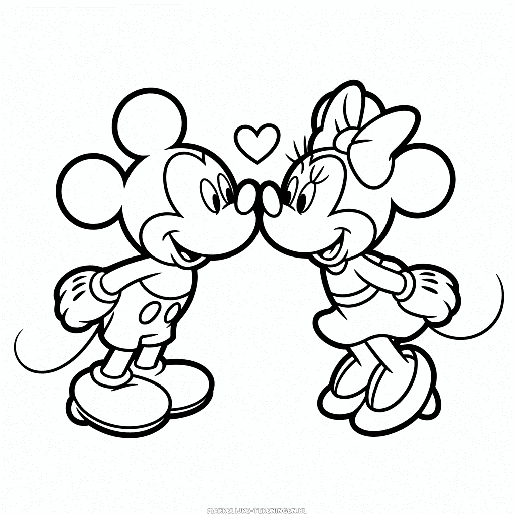 Tekening Mickey en Minnie Kussen