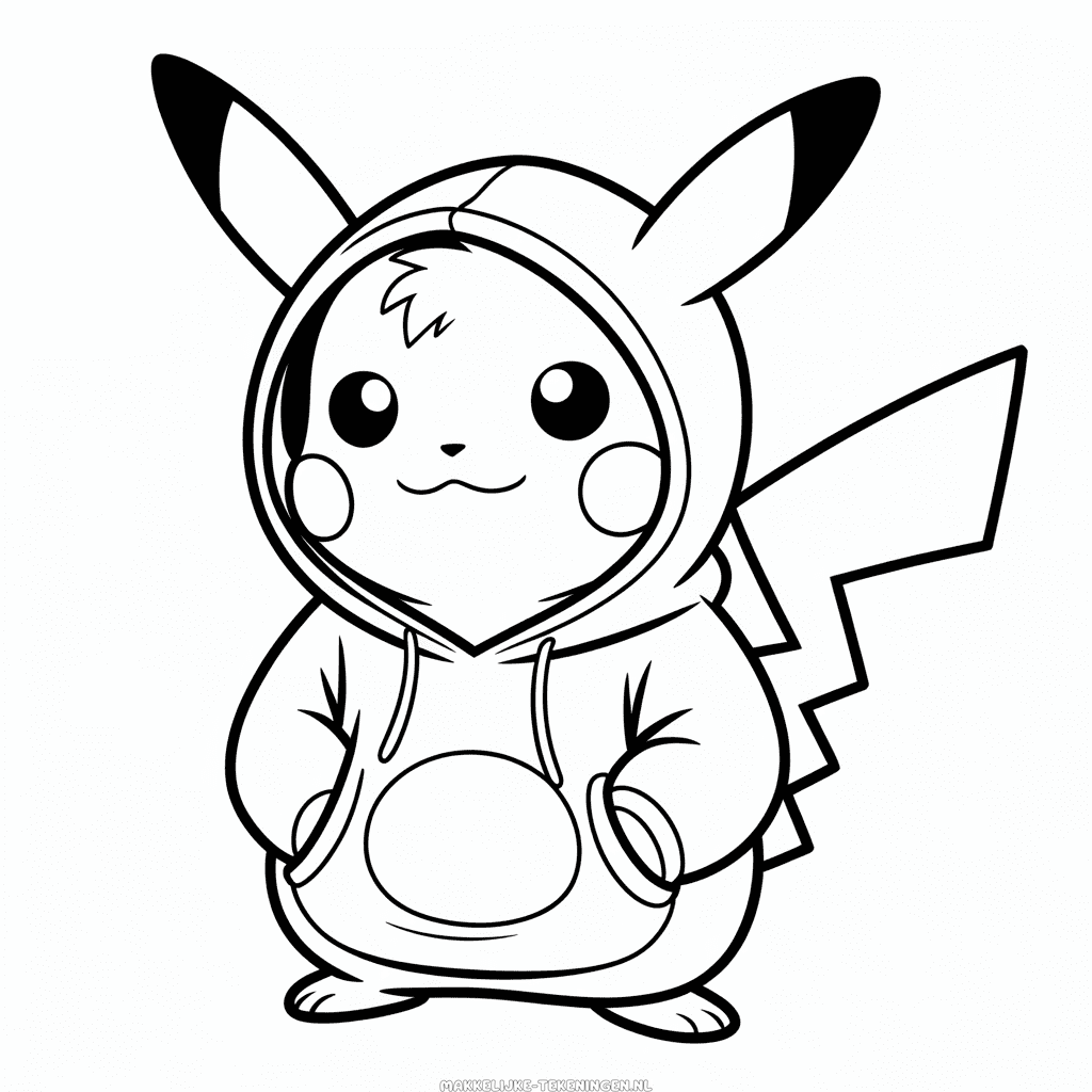 Tekening Pikachu in Hoodie