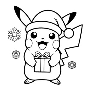 Tekening Pikachu Kerstmis