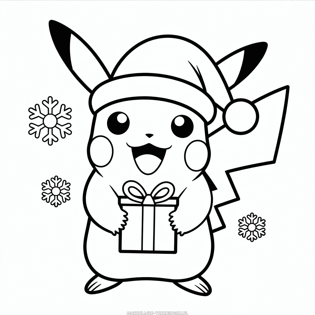 Tekening Pikachu Kerstmis