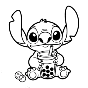 Tekening Stitch met Boba