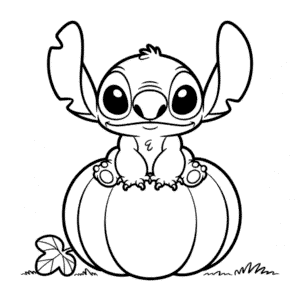 Tekening Stitch op een Pompoen