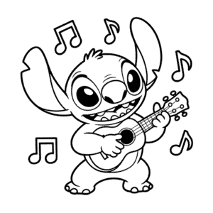 Tekening Stitch Speelt Gitaar