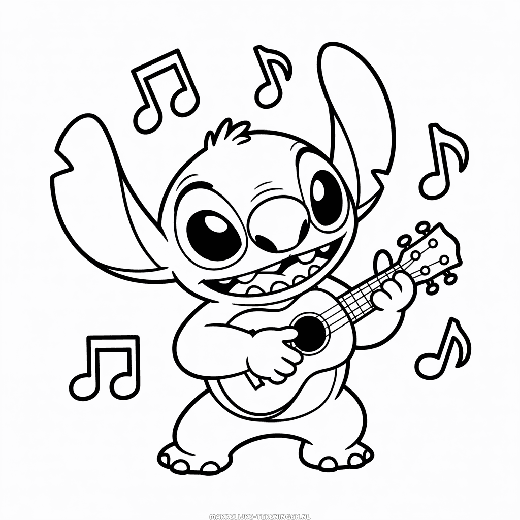 Tekening Stitch Speelt Gitaar